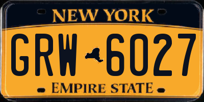 NY license plate GRW6027