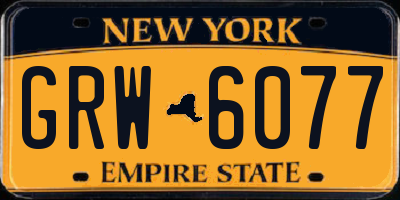 NY license plate GRW6077