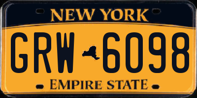 NY license plate GRW6098