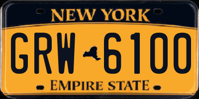 NY license plate GRW6100