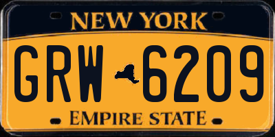 NY license plate GRW6209
