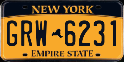 NY license plate GRW6231