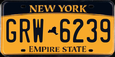 NY license plate GRW6239