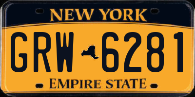 NY license plate GRW6281