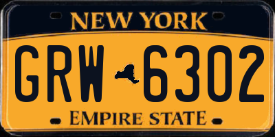 NY license plate GRW6302