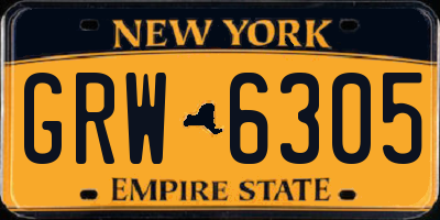 NY license plate GRW6305