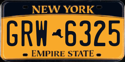 NY license plate GRW6325