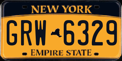 NY license plate GRW6329