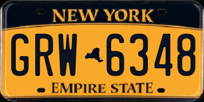 NY license plate GRW6348