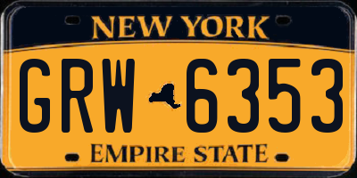 NY license plate GRW6353