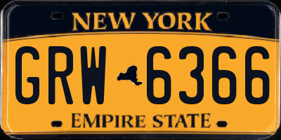NY license plate GRW6366