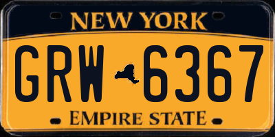 NY license plate GRW6367