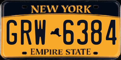 NY license plate GRW6384