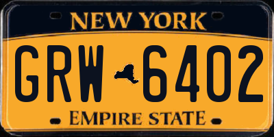 NY license plate GRW6402