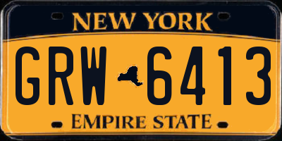 NY license plate GRW6413