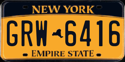 NY license plate GRW6416