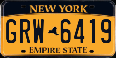 NY license plate GRW6419