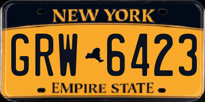 NY license plate GRW6423