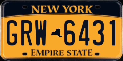 NY license plate GRW6431