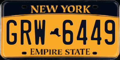 NY license plate GRW6449