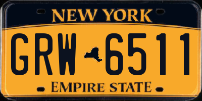 NY license plate GRW6511