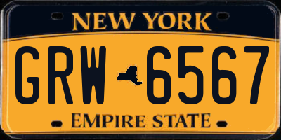 NY license plate GRW6567