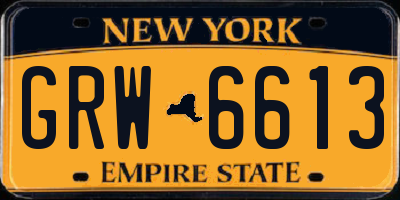 NY license plate GRW6613