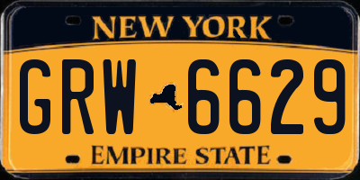 NY license plate GRW6629