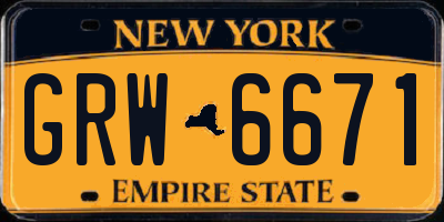 NY license plate GRW6671