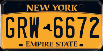 NY license plate GRW6672
