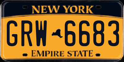 NY license plate GRW6683