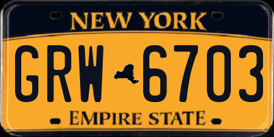 NY license plate GRW6703