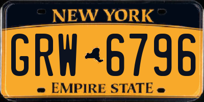 NY license plate GRW6796