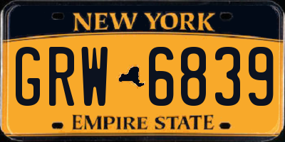 NY license plate GRW6839