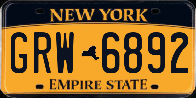 NY license plate GRW6892