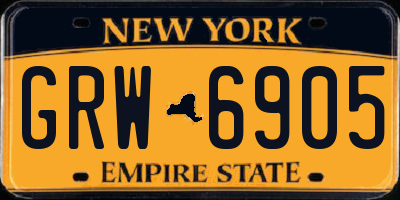 NY license plate GRW6905