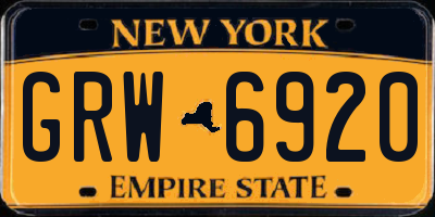 NY license plate GRW6920
