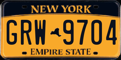 NY license plate GRW9704