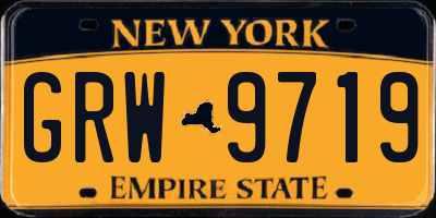 NY license plate GRW9719