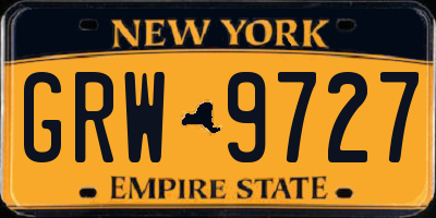 NY license plate GRW9727
