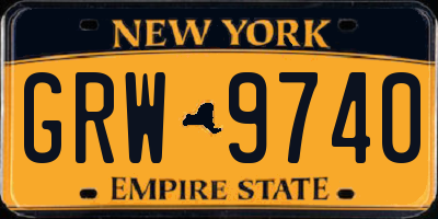 NY license plate GRW9740