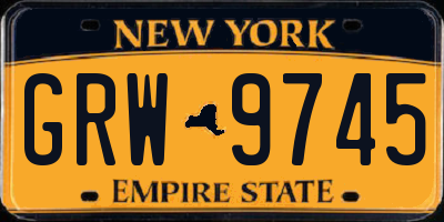 NY license plate GRW9745