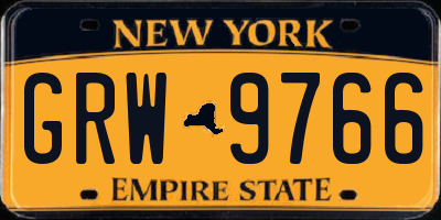 NY license plate GRW9766