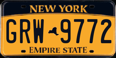 NY license plate GRW9772
