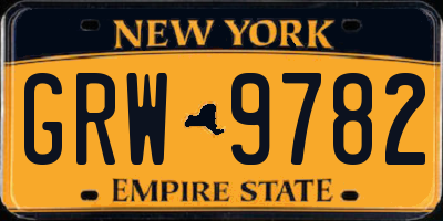 NY license plate GRW9782