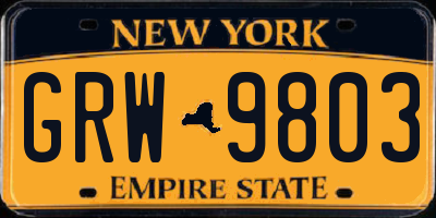 NY license plate GRW9803