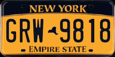 NY license plate GRW9818