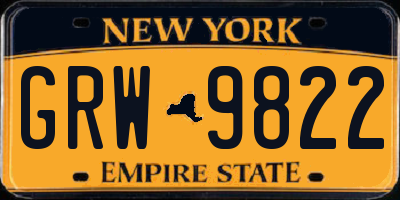 NY license plate GRW9822