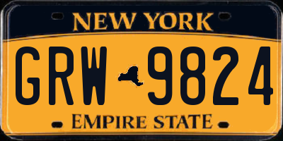 NY license plate GRW9824