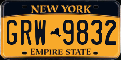 NY license plate GRW9832